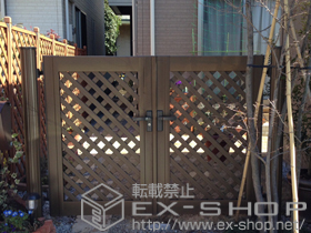 の門扉 ステイウッド門扉2型 両開き　支柱A使用 施工例