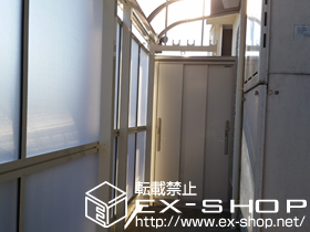 のテラス屋根 ライザーテラスII R型 テラスタイプ 単体 積雪〜20cm対応＋吊り下げ物干し 標準 2本入＋前面スクリーン 2段仕様 施工例