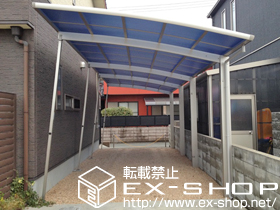 のカーポート レイナポートグラン 縦連棟　積雪〜20cm対応＋着脱式サポート 標準ハイルーフ 2本入り2セット 施工例