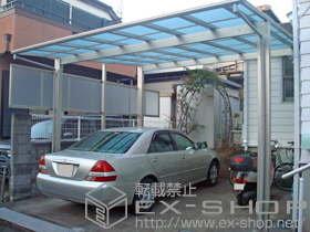 のカーポート エフルージュ ツイン 積雪〜20cm対応＋サイドパネル＋枯葉よけネット　51/54用兼用 施工例