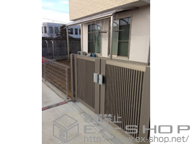 の門扉 ライシス門扉 2型 細たて桟 両開き 柱使用 施工例