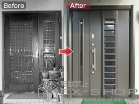 の玄関ドア リシェントK4仕様 22簡易タッチキー仕様 親子R(右吊元) 001型 施工例