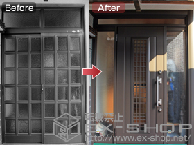 の玄関ドア リシェントアルミ仕様 20両袖(ランマ付き)L H2型 施工例