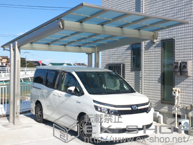 のカーポート エフルージュEX 後方支持タイプ 積雪〜20cm対応＋着脱式サポート　ハイルーフ柱仕様用　2本入り×1セット 施工例