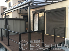 のテラス屋根 ライザーテラスII R型 テラスタイプ 単体 積雪〜20cm対応＋吊下げ物干し 標準 ワイドタイプ 2本入 施工例