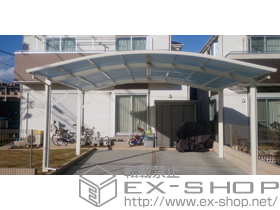 のカーポート レイナツインポートグラン　積雪〜20cm対応＋屋根ふき材補強部品（2セット）＋水平式物干し（テラス柱用） 標準 2本入り 施工例