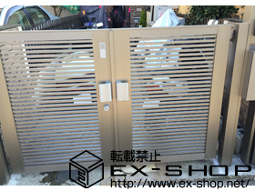 の門扉 ライシス門扉 エントリーシステム[CAZAS+] 1型 細たて桟 両開き 柱使用＋追加カードキー×3 施工例