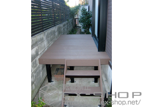 のウッドデッキ リウッドデッキ 200＋リウッドステップ5型 Hタイプ 3段仕様×2セット 施工例