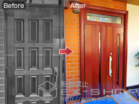 の玄関ドア リシェント 500型 親子ランマ付タイプ 施工例