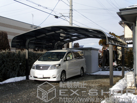 のカーポート テールポートシグマIII M合掌 積雪〜20cm対応＋収納式物干し 標準 2本入り×1セット 施工例