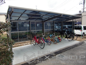 のサイクルポート・駐輪場 カーブパークシグマIII パネル3面囲い 積雪〜20cm対応 施工例