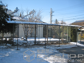 のカーポート レガーナポートシグマIII 縦連棟 積雪〜20cm対応＋着脱式サポート ロング柱23用 1本入×8セット 施工例