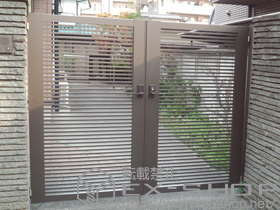 の門扉 エクジス門扉R1型 両開き　門柱式 施工例