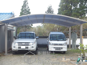 のカーポート レイナツインポートグラン　積雪〜20cm対応+水平式物干し(カーポート柱用)　2本入 施工例