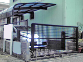 のカーゲート エクスラインアップゲート 3型 手動式【幅特注】 施工例