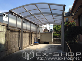 のカーポート レイナワンポートグラン　積雪〜20cm対応＋サイドパネル 1段＋水平式物干し テラス柱用 2本入り 施工例