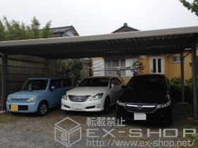 のカーポート テリオスポートIII 1500 3台用 4本柱 積雪〜50cm対応+テリオスポートIII用 サイドパネル 波板1面囲い+テリオスポートIII 横材 L3190 2本入4本柱用 施工例