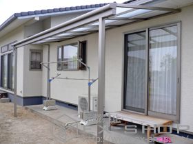 のテラス屋根 ライザーテラスII F型 テラスタイプ 単体 積雪〜20cm対応+ライザーテラスII用部材 施工例