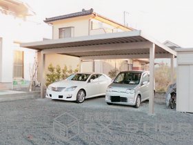 のカーポート テリオスポートIII 3000 2台用 角柱4本仕様 積雪〜100cm対応 施工例