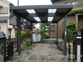 のカーポート テリオスポートIII 3000 角柱4本仕様 積雪〜100cm対応+サイドパネル(ポリカーボネート) 施工例