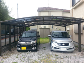 のカーポート カーブポートシグマIII ワイド 積雪〜30?対応+サイドパネル 片側2段 施工例