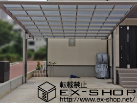 のカーポート マイポート ワイドタイプ 積雪〜20cm対応＋支柱化粧カバー＋センサー付ライト 施工例