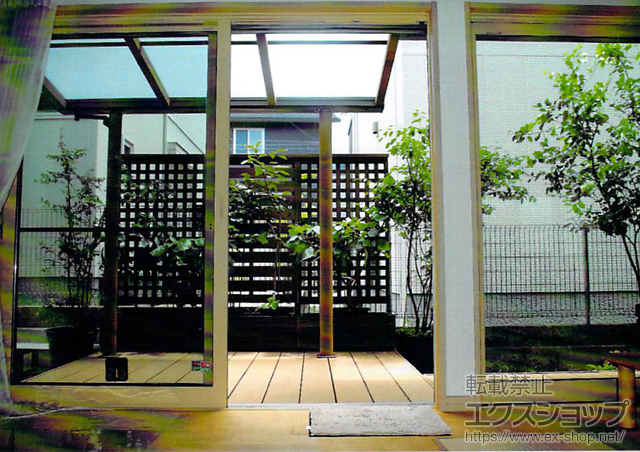 のウッドデッキ エバーエコウッドII デッキ＋ステップ 施工例