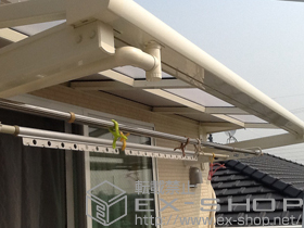 のバルコニー・ベランダ屋根 ライザーテラスII F型 ルーフタイプ 単体 積雪〜20cm対応
間口=関東間1.5間（方杖芯々2,750mm　屋根幅2,750mm） 施工例