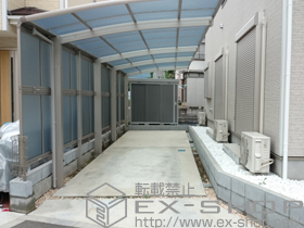 のカーポート レイナポートグラン 縦連棟　積雪〜20cm対応+レイナポートグラン 縦連棟用 サイドパネル 2段+着脱式サポート柱 2本入り 施工例