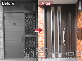 の玄関ドア リシェント アルミ仕様22親子 左吊元 300型 施工例