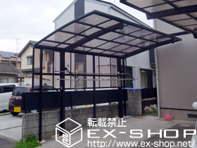 のカーポート カーブポートシグマIII 積雪〜20cm対応＋サイドパネル 2段＋収納式物干し ロングタイプ 2本入 施工例