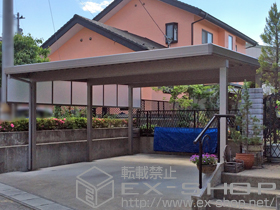 のカーポート テリオスポートIII 3000 2台用 角柱6本仕様 積雪〜100cm対応＋サイドパネル(ポリカーボネート) 台形タイプ1段 施工例