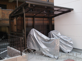 のサイクルポート・駐輪場 カーブパークシグマIII パネル2面囲い 積雪〜20cm対応 施工例