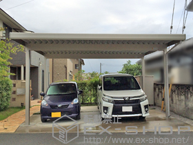 のカーポート レオンポートneo 2台用 角柱4本 標準鼻隠し 積雪〜50cm対応 施工例