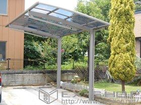 のカーポート カーブポートシグマIII 積雪〜20cm対応+カーブポートシグマIII 収納式サポート ロング柱23用 1本入 施工例