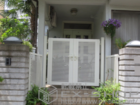 の門扉 シャレオR1型 両開き 柱使用 施工例