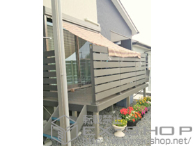 のウッドデッキ リウッドデッキ200+リウッドデッキフェンス3型 ＜横スリット＞+リウッドステップ5型 Hタイプ 2段 施工例