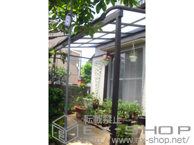 のテラス屋根 パワーアルファ RB型 テラスタイプ 単体 積雪〜30cm対応+【片側面】側面スクリーン 2段 施工例