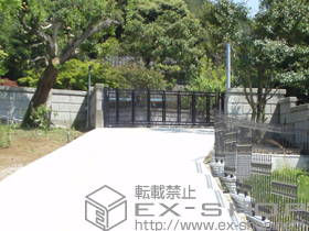 のカーゲート エクスライン伸縮ゲート1型 ノンレール 片開き 36S 施工例