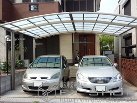 のカーポート カーブポートシグマIII ワイド 積雪〜20cm対応+収納式物干し 施工例