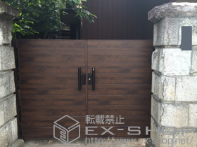 の門扉 ジオーナ門扉 YA型 両開き　柱使用 施工例