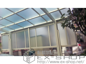 のカーポート レイナポートグラン　積雪〜20cm対応+サイドパネル 1段+着脱式サポート柱 2本入り+枯葉よけネット 51/54用兼用 施工例