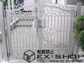 の門扉 ルナシス門扉2型 両開き 門柱使用 施工例