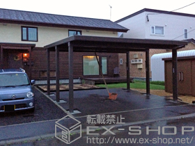 のカーポート テリオスポートIII 4500 2台用 角柱6本 積雪〜150cm対応+柱付け物干し 標準 2本入 施工例