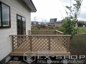 のウッドデッキ レストステージ 幕板納まり＋デッキフェンス(フラットラチスT-8)×8スパン 施工例