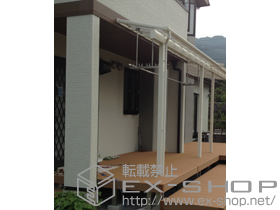 のテラス屋根 ヴェクターテラス F型 1500 テラスタイプ 単体　積雪〜50cm対応＋吊下げ物干し 標準 2本入 施工例