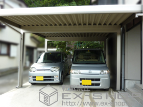のカーポート ジーポートneo Aタイプ 2台用 角柱4本仕様 標準鼻隠し 積雪〜100cm対応+変形敷地対応セット 出隅B 水下カット用 施工例