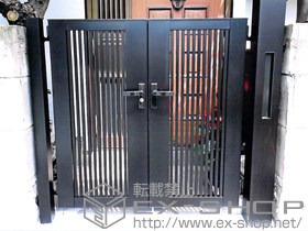 の門扉 ライシス門扉 2型 細たて桟 両開き 機能門柱使用 施工例