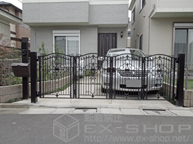 の門扉 フェスタB型 門扉 4枚折戸 門柱使用 施工例