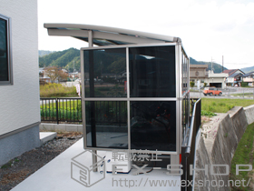 のサイクルポート・駐輪場 カーブパークシグマIII パネル3面囲い 積雪〜20cm対応 施工例